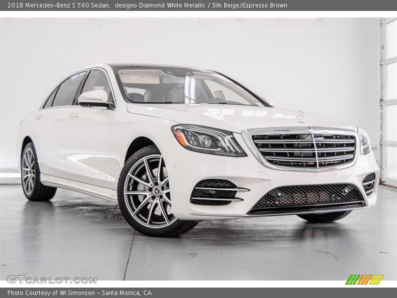 designo Diamond White Metallic / Silk Beige/Espresso Brown 2018 Mercedes-Benz S 560 Sedan