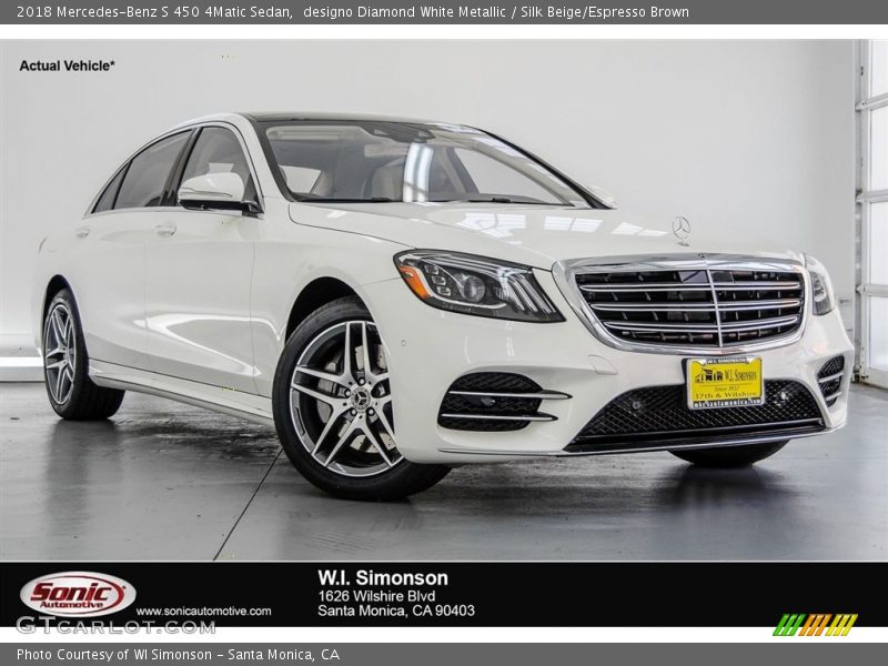 designo Diamond White Metallic / Silk Beige/Espresso Brown 2018 Mercedes-Benz S 450 4Matic Sedan