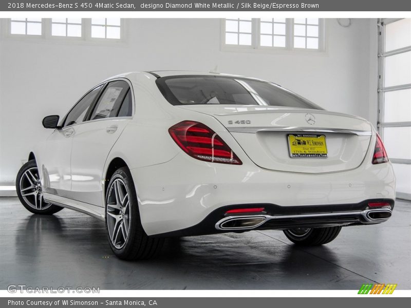 designo Diamond White Metallic / Silk Beige/Espresso Brown 2018 Mercedes-Benz S 450 4Matic Sedan