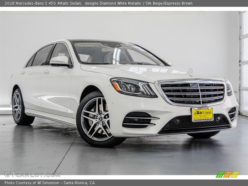 designo Diamond White Metallic / Silk Beige/Espresso Brown 2018 Mercedes-Benz S 450 4Matic Sedan