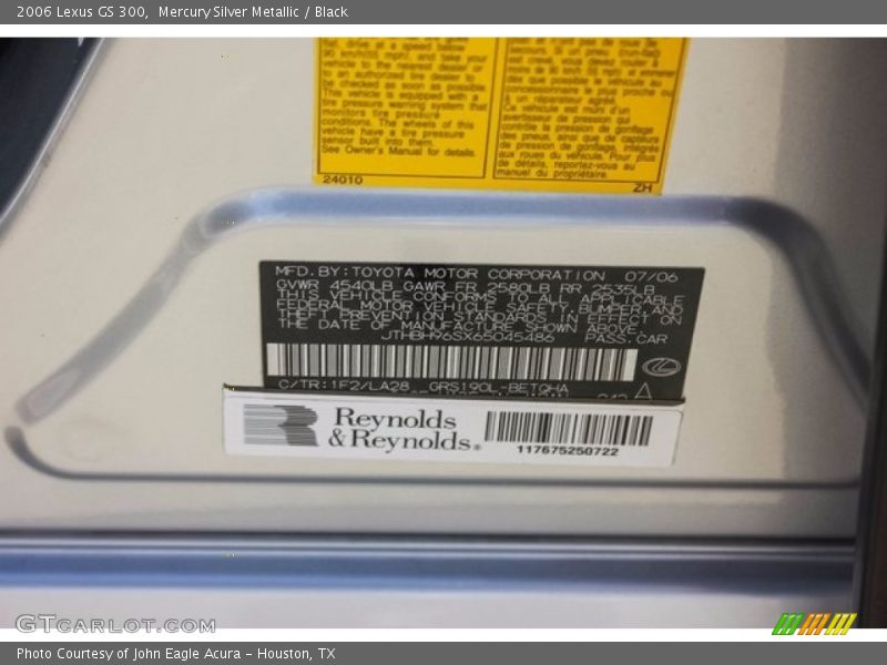 Mercury Silver Metallic / Black 2006 Lexus GS 300