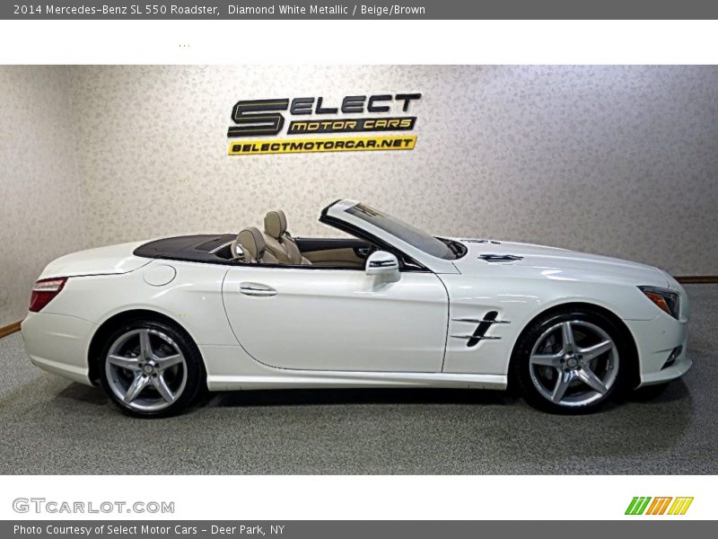 Diamond White Metallic / Beige/Brown 2014 Mercedes-Benz SL 550 Roadster