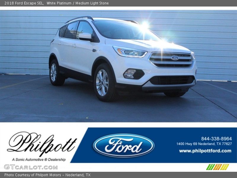 White Platinum / Medium Light Stone 2018 Ford Escape SEL