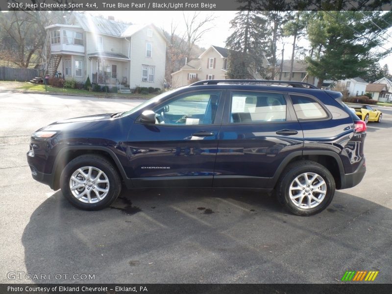 True Blue Pearl / Black/Light Frost Beige 2016 Jeep Cherokee Sport 4x4