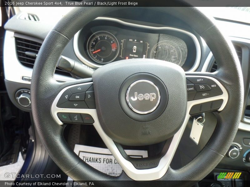 True Blue Pearl / Black/Light Frost Beige 2016 Jeep Cherokee Sport 4x4