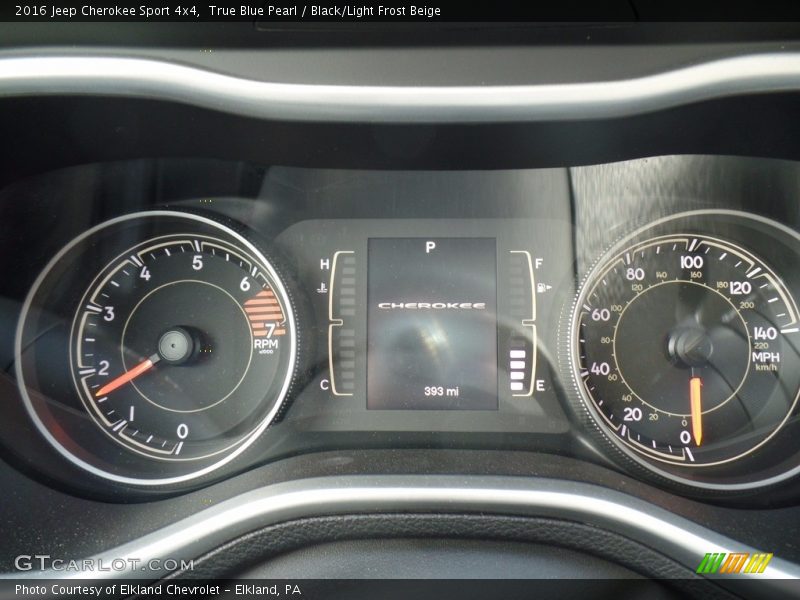 True Blue Pearl / Black/Light Frost Beige 2016 Jeep Cherokee Sport 4x4