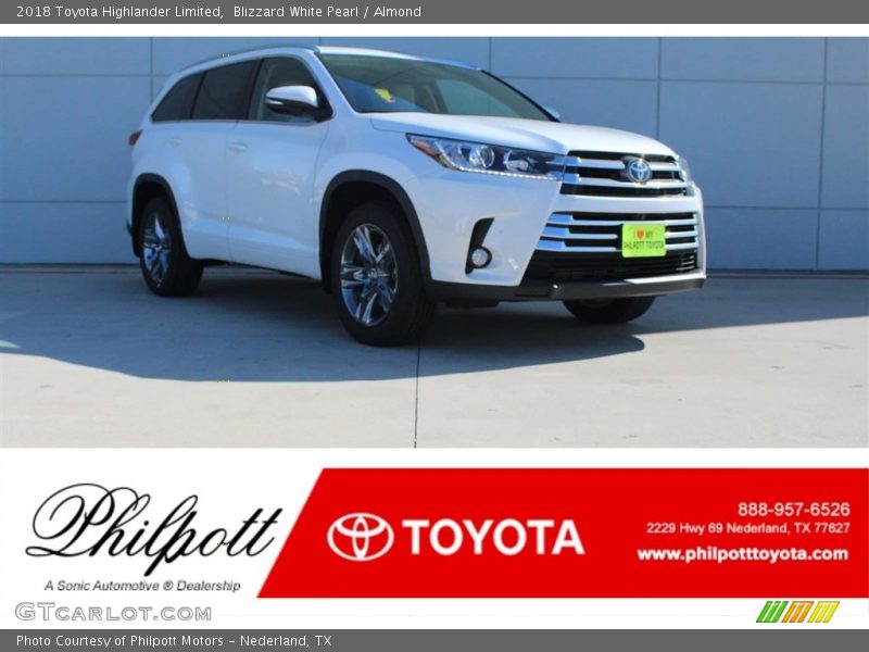 Blizzard White Pearl / Almond 2018 Toyota Highlander Limited