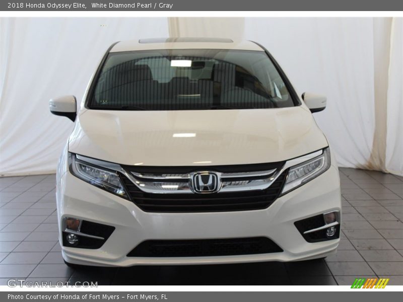 White Diamond Pearl / Gray 2018 Honda Odyssey Elite