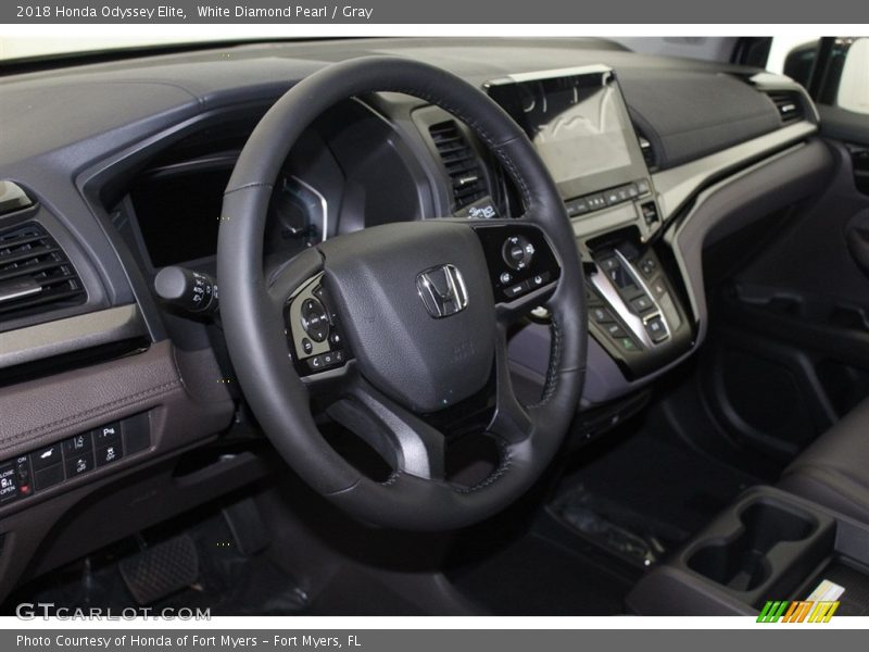 White Diamond Pearl / Gray 2018 Honda Odyssey Elite