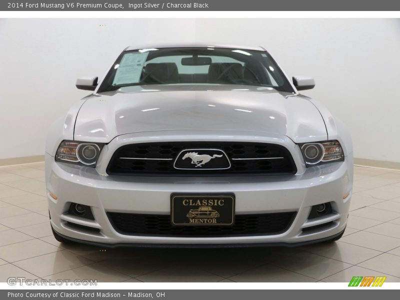 Ingot Silver / Charcoal Black 2014 Ford Mustang V6 Premium Coupe