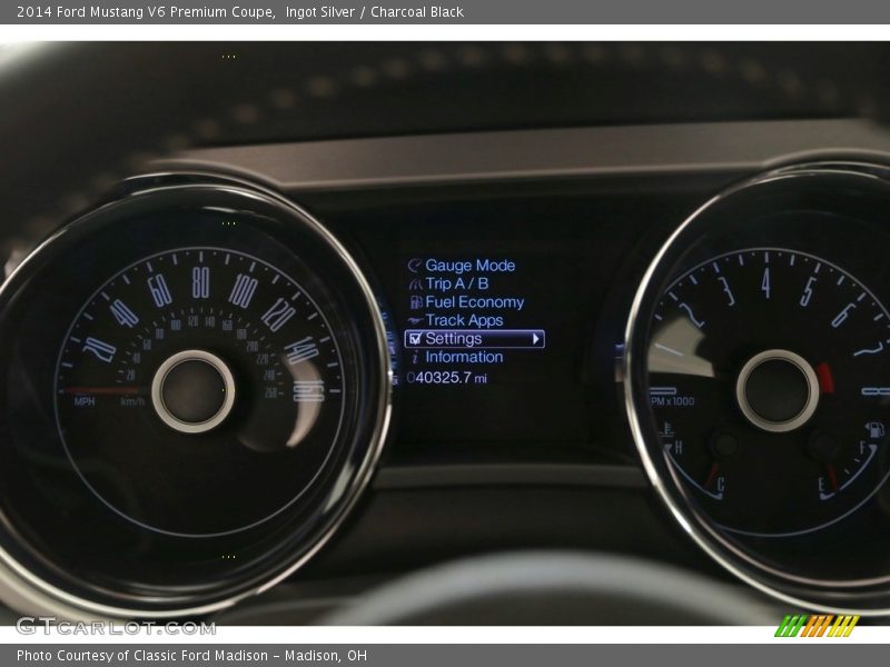 Ingot Silver / Charcoal Black 2014 Ford Mustang V6 Premium Coupe