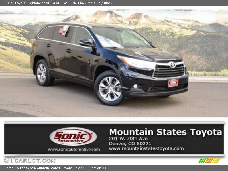 Attitude Black Metallic / Black 2015 Toyota Highlander XLE AWD