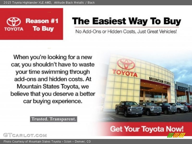 Attitude Black Metallic / Black 2015 Toyota Highlander XLE AWD