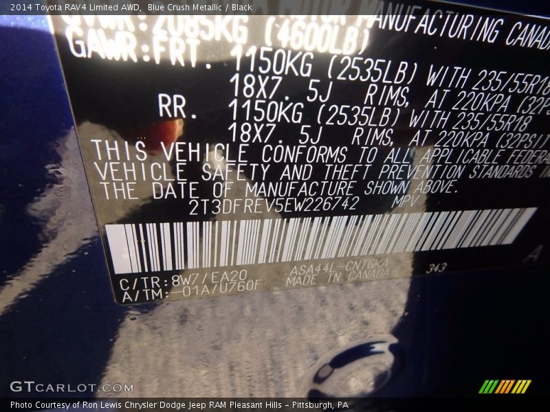 Blue Crush Metallic / Black 2014 Toyota RAV4 Limited AWD