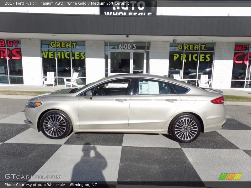 White Gold / Medium Soft Ceramic 2017 Ford Fusion Titanium AWD