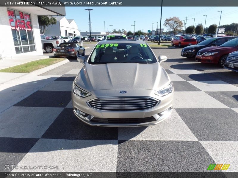 White Gold / Medium Soft Ceramic 2017 Ford Fusion Titanium AWD