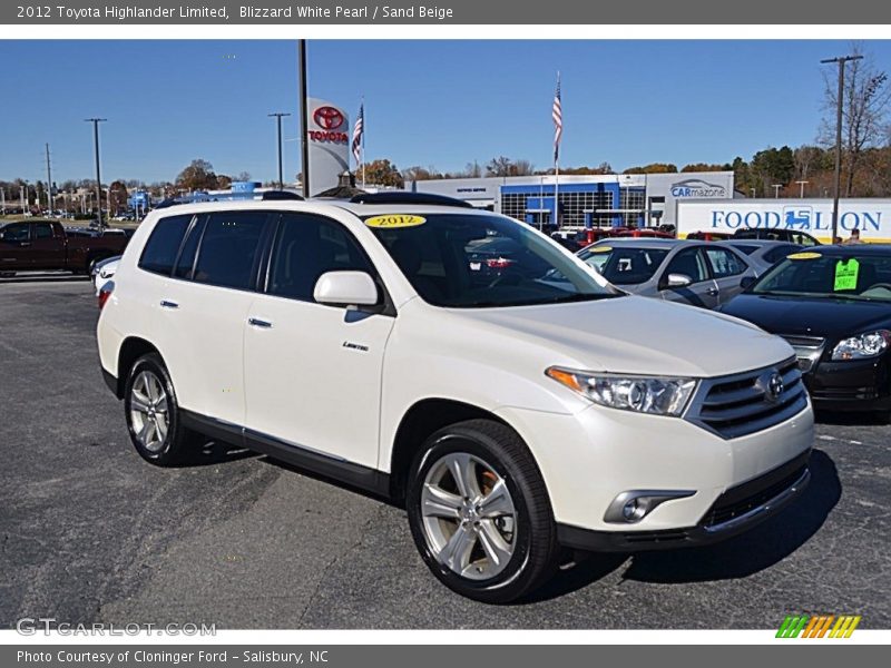 Blizzard White Pearl / Sand Beige 2012 Toyota Highlander Limited