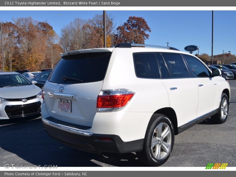 Blizzard White Pearl / Sand Beige 2012 Toyota Highlander Limited