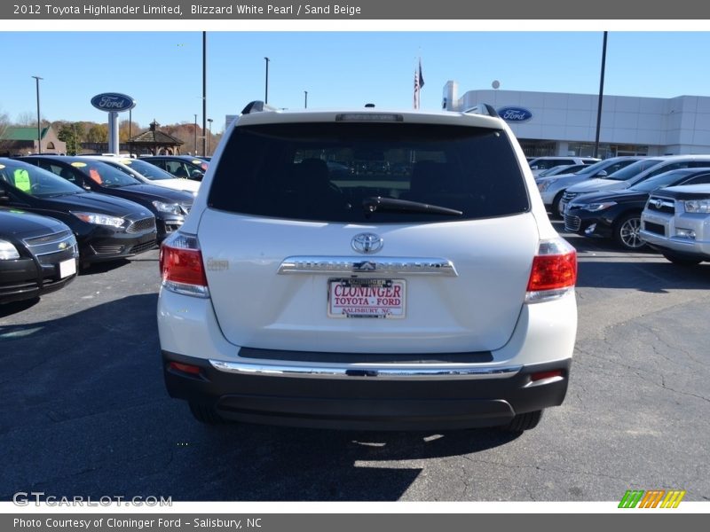 Blizzard White Pearl / Sand Beige 2012 Toyota Highlander Limited
