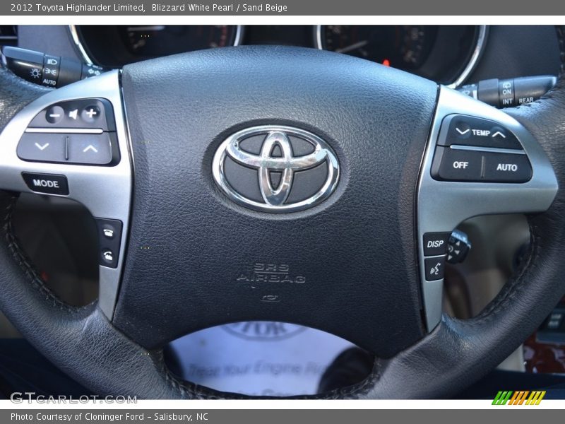 Blizzard White Pearl / Sand Beige 2012 Toyota Highlander Limited