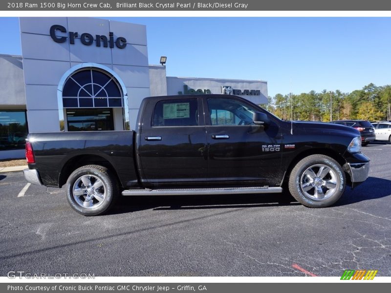 Brilliant Black Crystal Pearl / Black/Diesel Gray 2018 Ram 1500 Big Horn Crew Cab