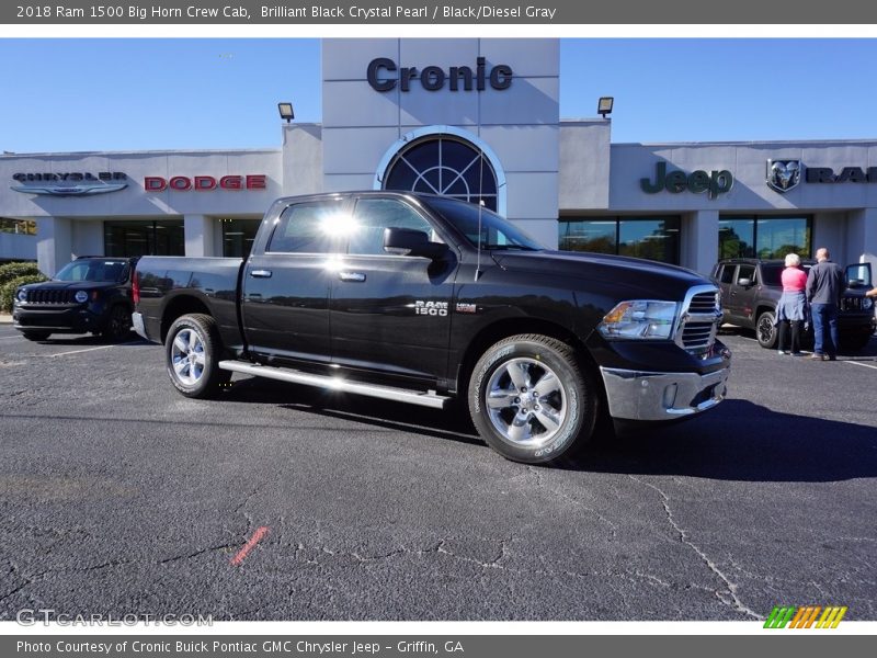 Brilliant Black Crystal Pearl / Black/Diesel Gray 2018 Ram 1500 Big Horn Crew Cab