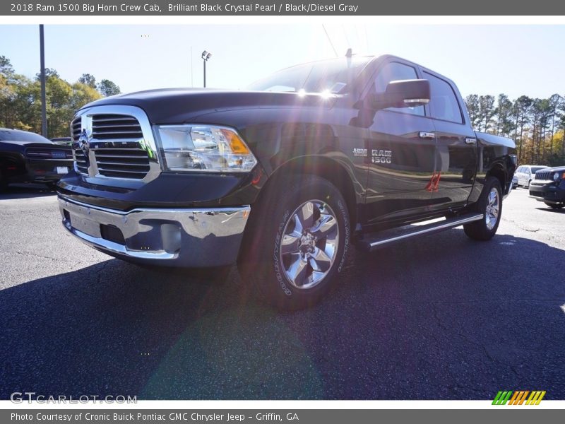 Brilliant Black Crystal Pearl / Black/Diesel Gray 2018 Ram 1500 Big Horn Crew Cab