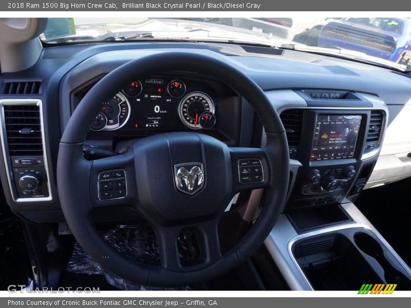 Brilliant Black Crystal Pearl / Black/Diesel Gray 2018 Ram 1500 Big Horn Crew Cab