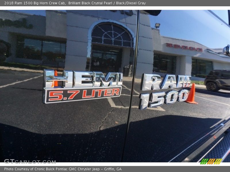 Brilliant Black Crystal Pearl / Black/Diesel Gray 2018 Ram 1500 Big Horn Crew Cab