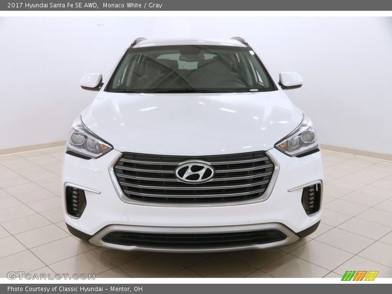 Monaco White / Gray 2017 Hyundai Santa Fe SE AWD