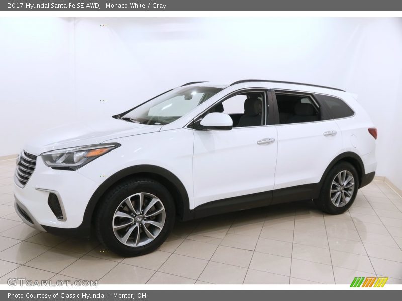 Monaco White / Gray 2017 Hyundai Santa Fe SE AWD