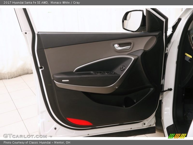 Monaco White / Gray 2017 Hyundai Santa Fe SE AWD