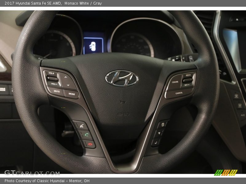 Monaco White / Gray 2017 Hyundai Santa Fe SE AWD