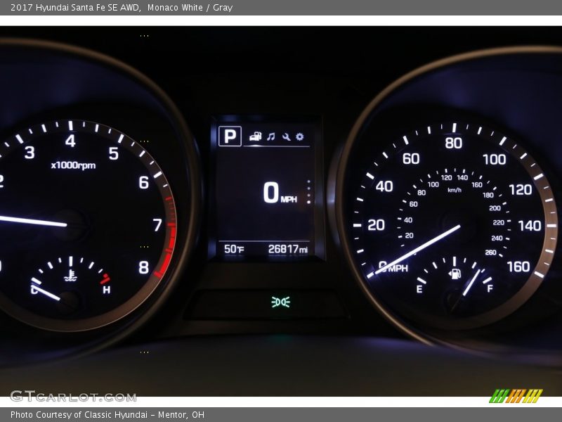 Monaco White / Gray 2017 Hyundai Santa Fe SE AWD