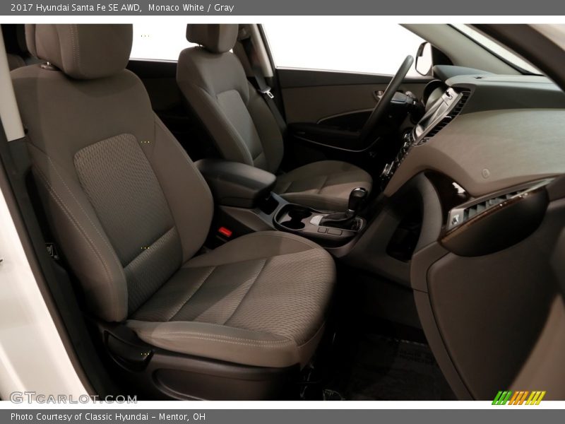 Monaco White / Gray 2017 Hyundai Santa Fe SE AWD