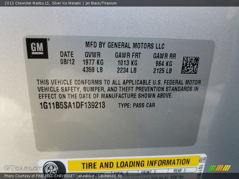 Silver Ice Metallic / Jet Black/Titanium 2013 Chevrolet Malibu LS