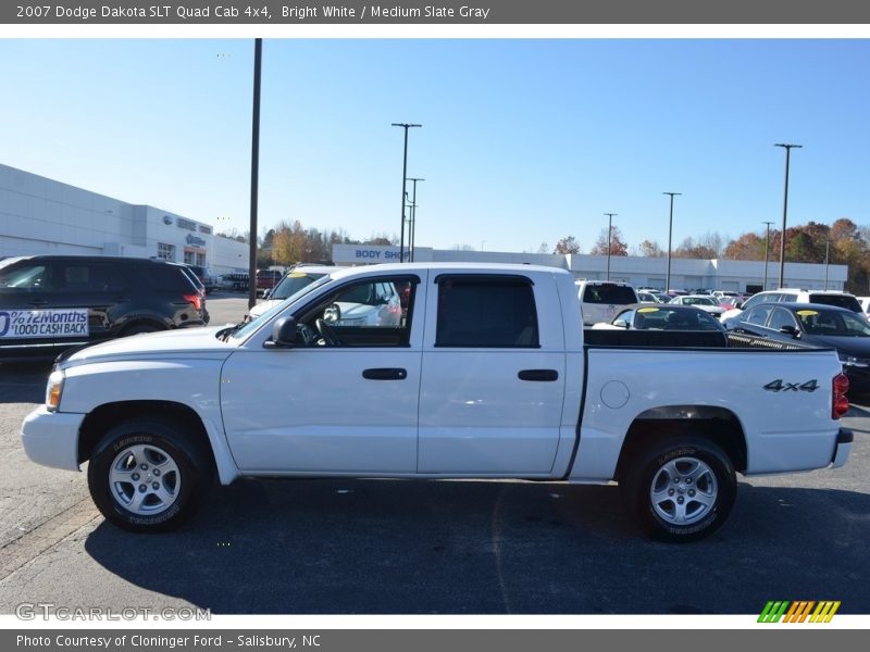Bright White / Medium Slate Gray 2007 Dodge Dakota SLT Quad Cab 4x4