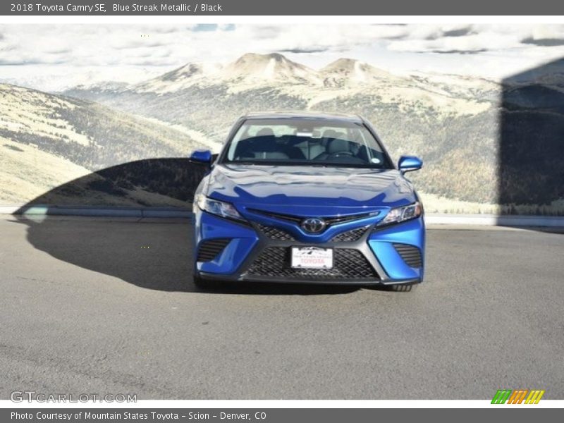 Blue Streak Metallic / Black 2018 Toyota Camry SE