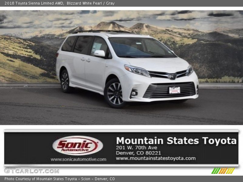Blizzard White Pearl / Gray 2018 Toyota Sienna Limited AWD