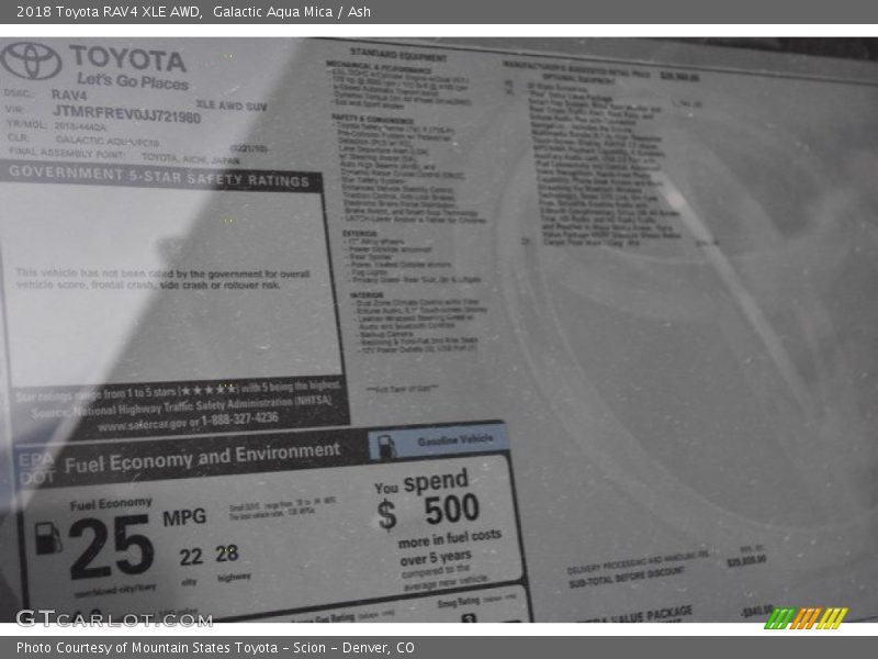 Galactic Aqua Mica / Ash 2018 Toyota RAV4 XLE AWD