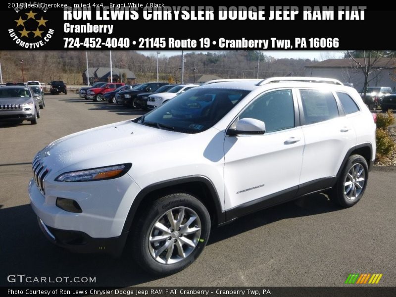 Bright White / Black 2018 Jeep Cherokee Limited 4x4