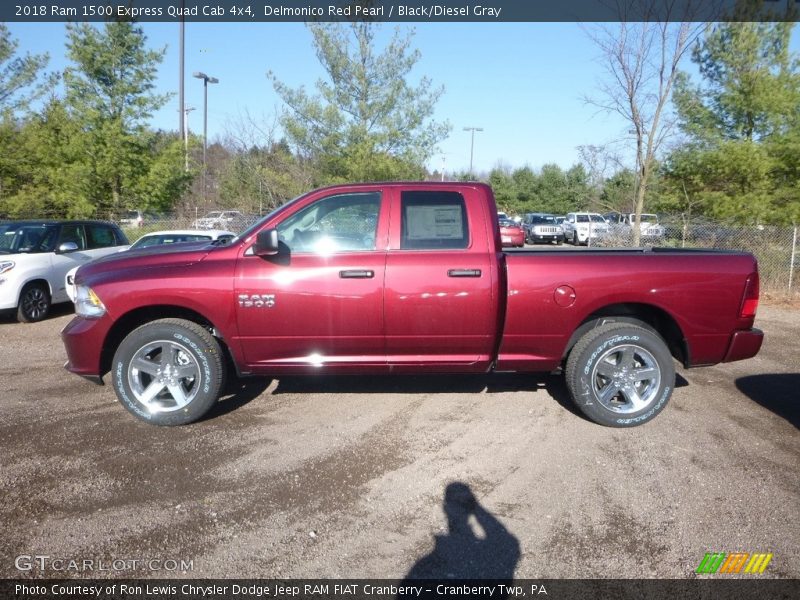 Delmonico Red Pearl / Black/Diesel Gray 2018 Ram 1500 Express Quad Cab 4x4