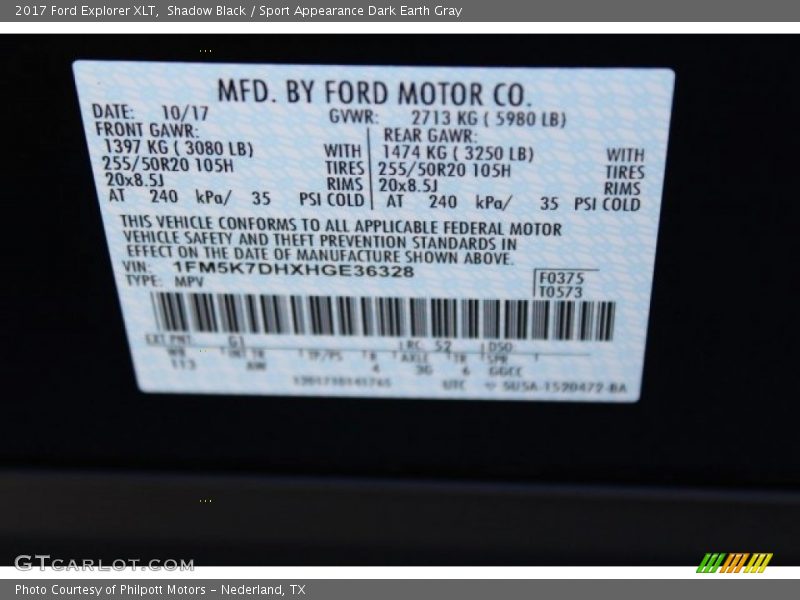 Shadow Black / Sport Appearance Dark Earth Gray 2017 Ford Explorer XLT