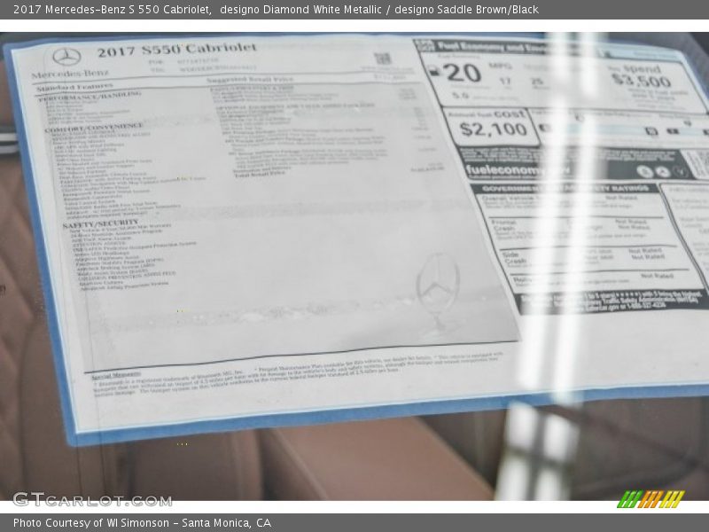 designo Diamond White Metallic / designo Saddle Brown/Black 2017 Mercedes-Benz S 550 Cabriolet