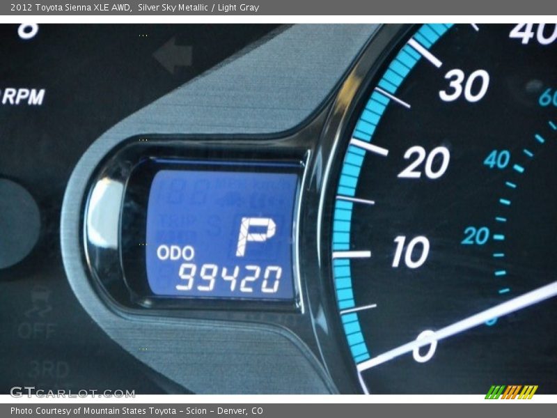 Silver Sky Metallic / Light Gray 2012 Toyota Sienna XLE AWD