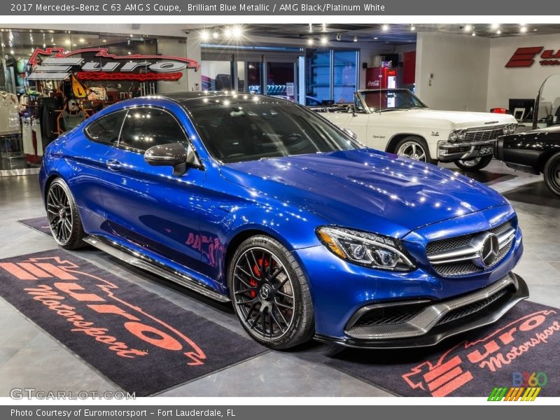 Brilliant Blue Metallic / AMG Black/Platinum White 2017 Mercedes-Benz C 63 AMG S Coupe