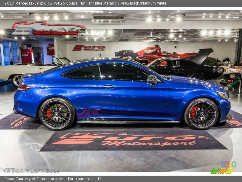 Brilliant Blue Metallic / AMG Black/Platinum White 2017 Mercedes-Benz C 63 AMG S Coupe