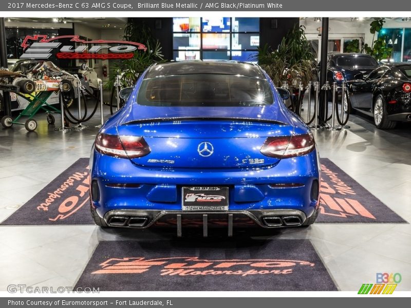 Brilliant Blue Metallic / AMG Black/Platinum White 2017 Mercedes-Benz C 63 AMG S Coupe