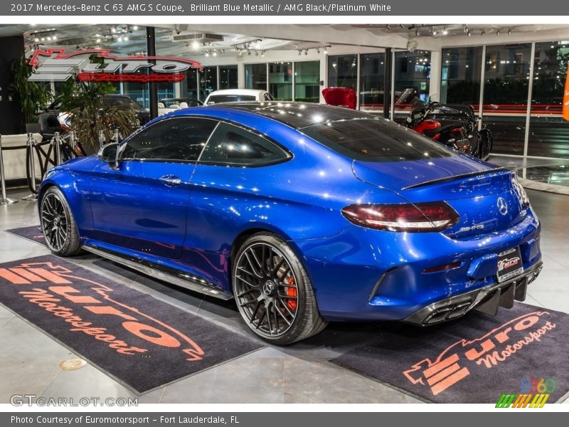 Brilliant Blue Metallic / AMG Black/Platinum White 2017 Mercedes-Benz C 63 AMG S Coupe