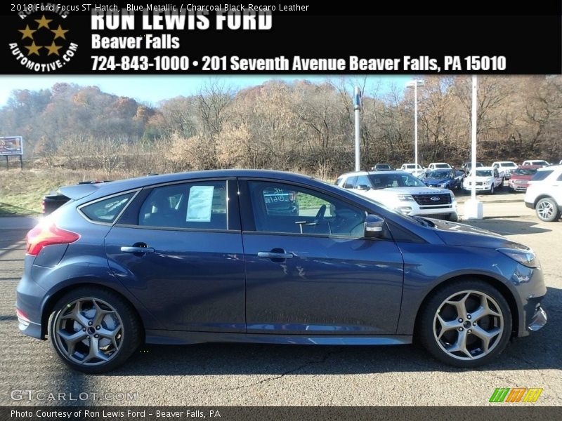 Blue Metallic / Charcoal Black Recaro Leather 2018 Ford Focus ST Hatch